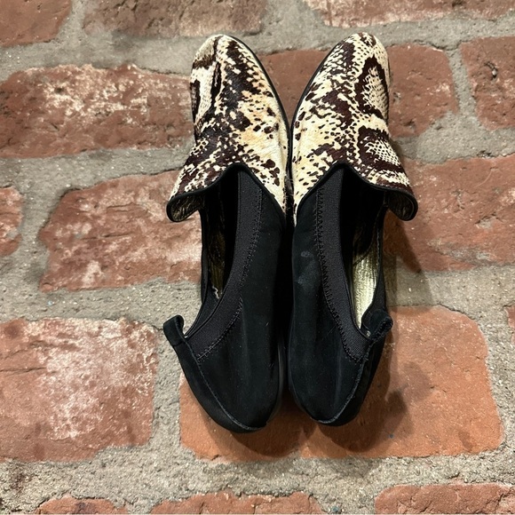 Yosi Samra Calf Loafers Size 8 Brown Black Cream Foldable Fla - Picture 9 of 16